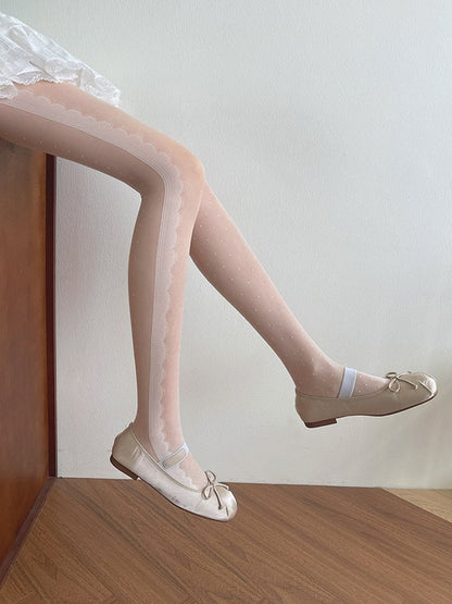 White Polka-dot Pattern Lolita Tights