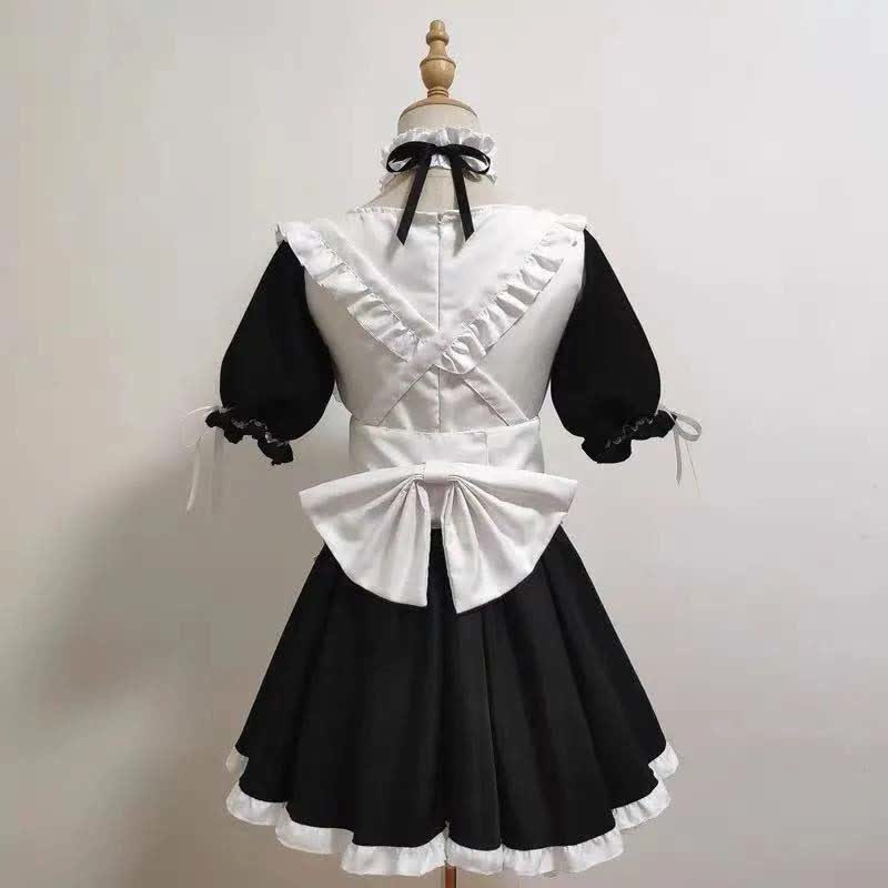 Robe de lingerie à col carré et nœud papillon pour femme de chambre Cosplay