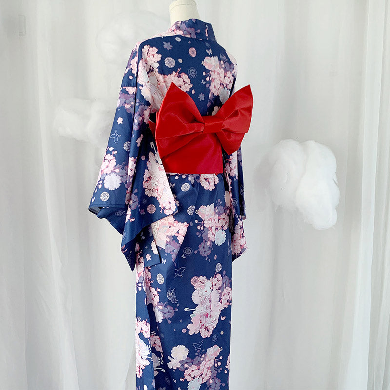 Robe kimono vintage à imprimé chat Sakura