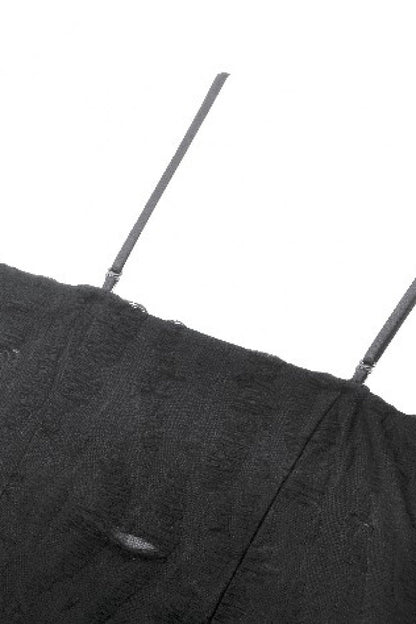 Pleated Dark Demon Slip Dress with Corset Lacing - NoirEdge