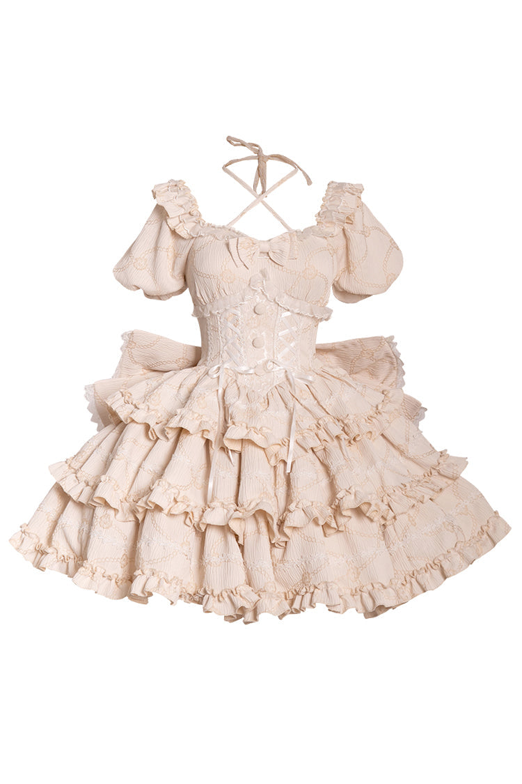 Sweet Lolita Dress with Triple Ruffle Bow