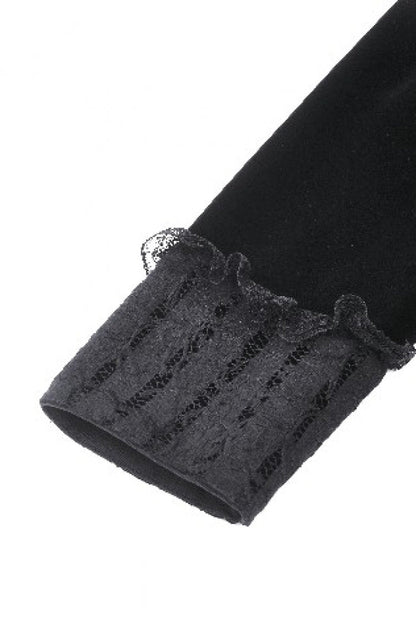Obsidian Lace Velvet Mini Dress with Long Sleeves