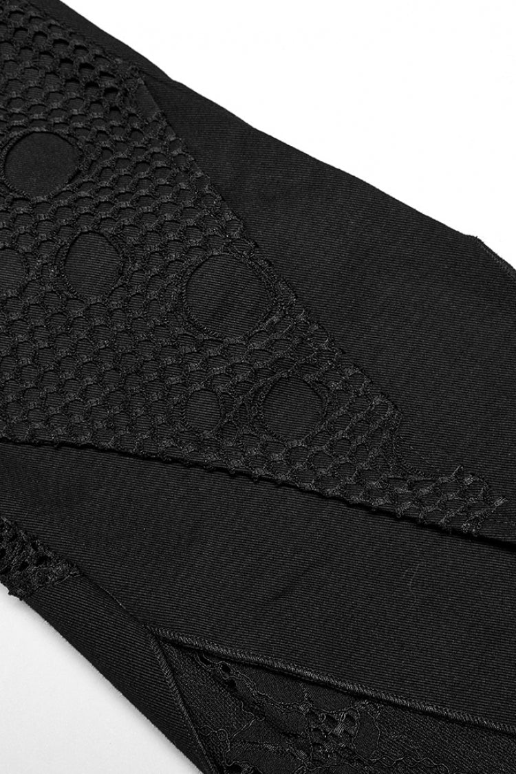 Slim Gothic Flared Pants with Lace Embellishments