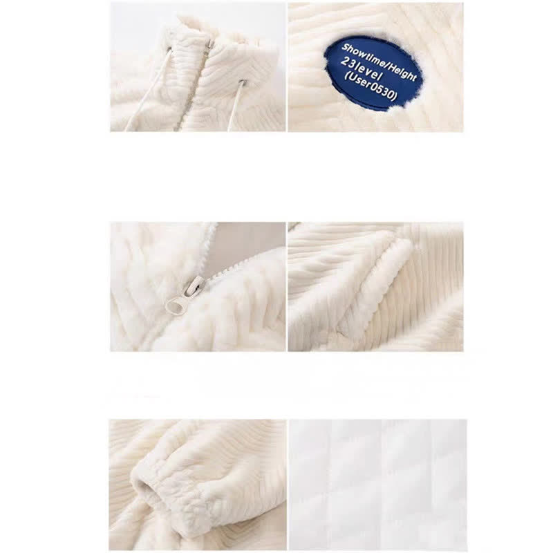 Grey Pants Zipper Pocket Set Outerwear Plush