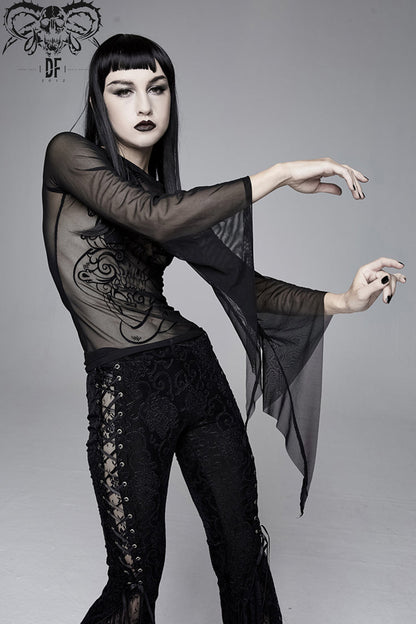 Gothic Shirt with Snake Flocking and Horn Sleeves
