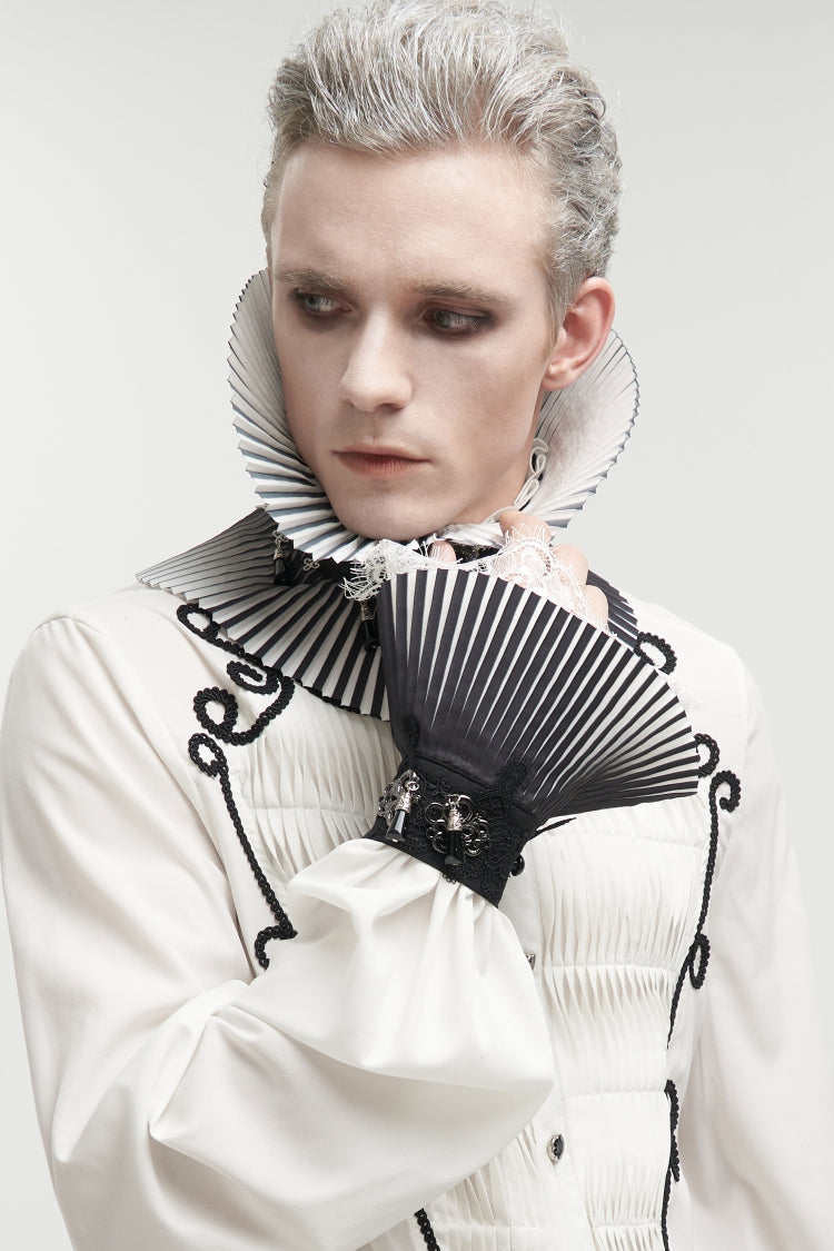 Gothic Gloves for Men with Luxurious Royal Beaded Lace and Double Color