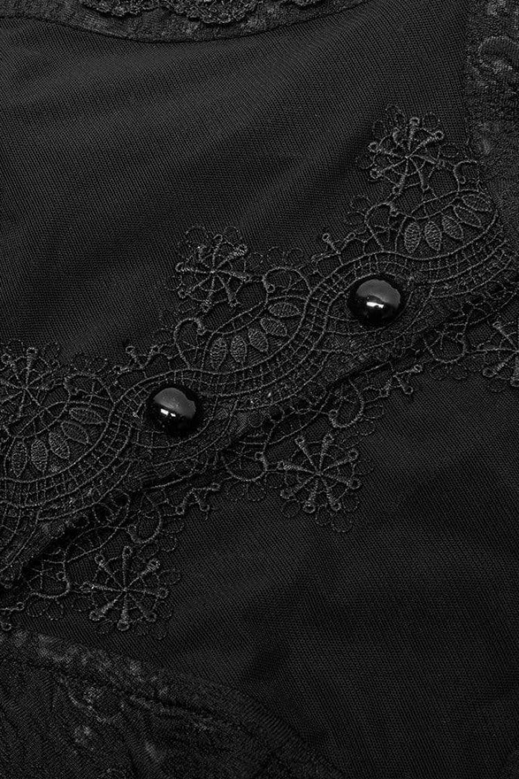 Women's Gothic Blouse with Lace-Up and Cutout Details