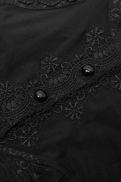 Women's Gothic Blouse with Lace-Up and Cutout Details