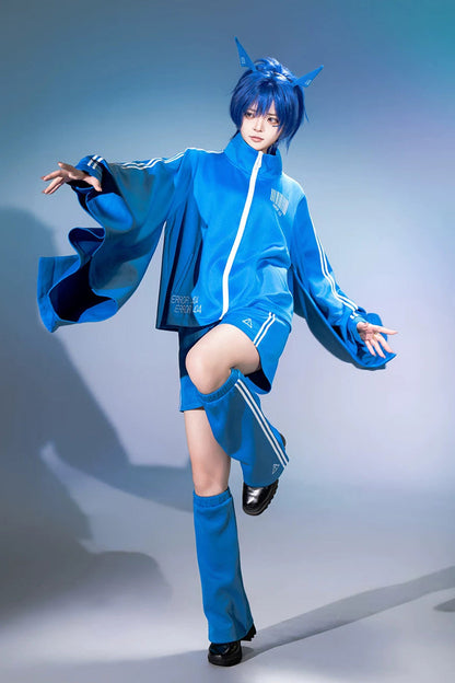 Stand-Collar Gothic Prince Coat with Trumpet Sleeves and Shorts