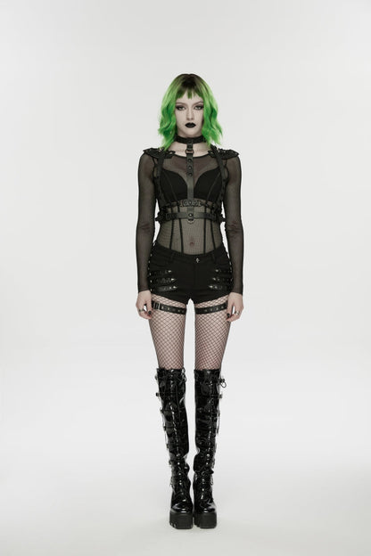 Punk Shorts for Her with Studded Details and Detachable Leg Harnesses