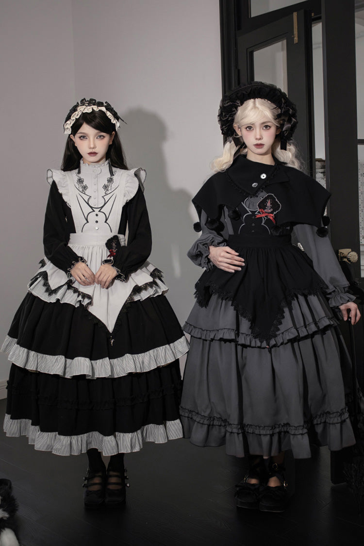 Gothic Lolita Castle Night Long-Sleeved Ruffle Embroidery Dress