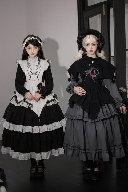 Gothic Lolita Castle Night Long-Sleeved Ruffle Embroidery Dress