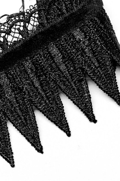 Gothic Choker with Feathers and Lace, Adjustable Fit for Her