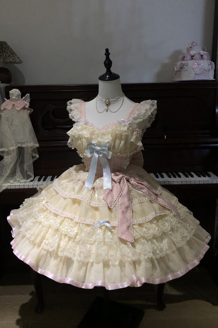Sunny Sleeveless Multi-Layer Bow Lace Sweet JSK Outfit
