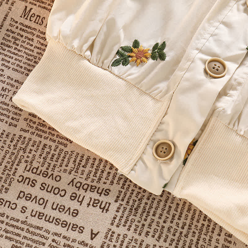 T-shirt à poche à revers avec broderie florale et jupe longue