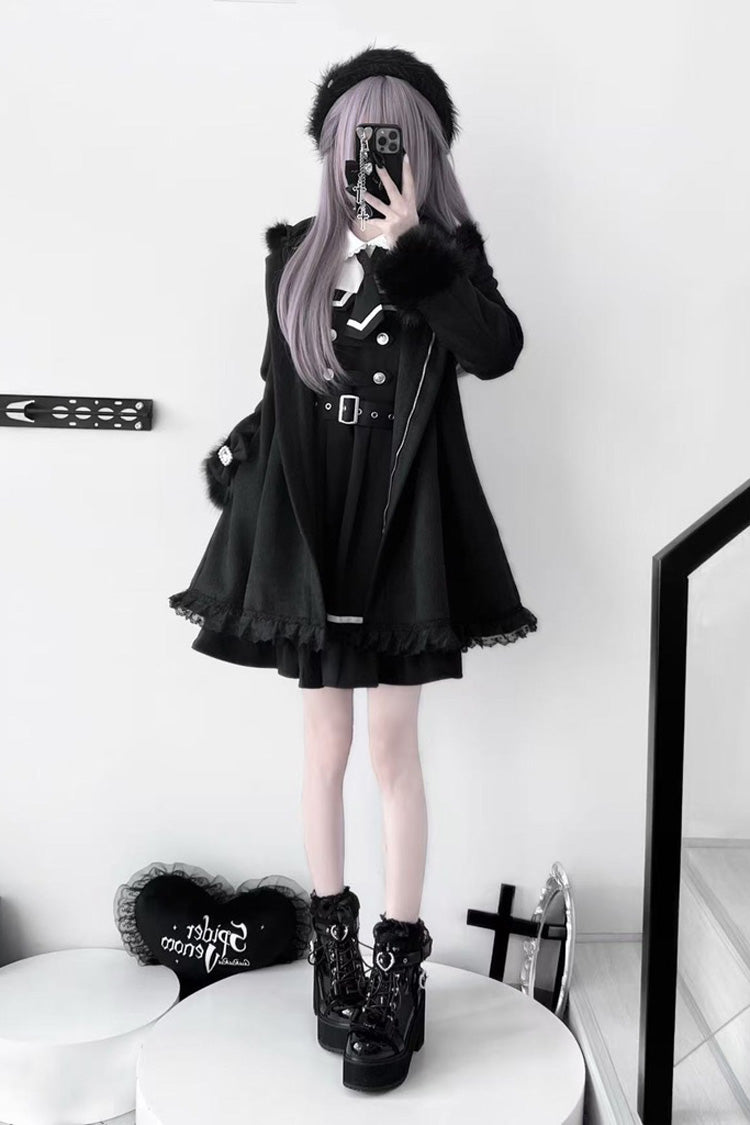 Bowknot Rabbit Ears Detachable Hooded Jirai Kei Coat