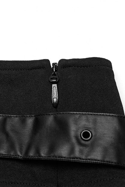Pleated Punk Skirt with Strap Details and Mesh Panels