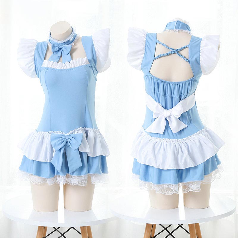 Kawaii Lolita Kleid mit Schleife und Spitzensaum