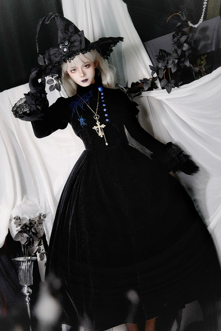 Gothic Lolita Night Poems Embroidery Fishbone Corset Dress