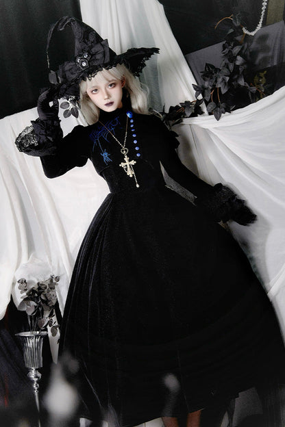 Gothic Lolita Night Poems Embroidery Fishbone Corset Dress