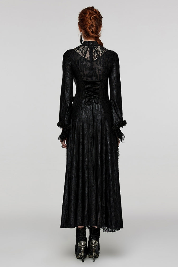 Gothic Dress with Cutout Lace and Mesh Panels