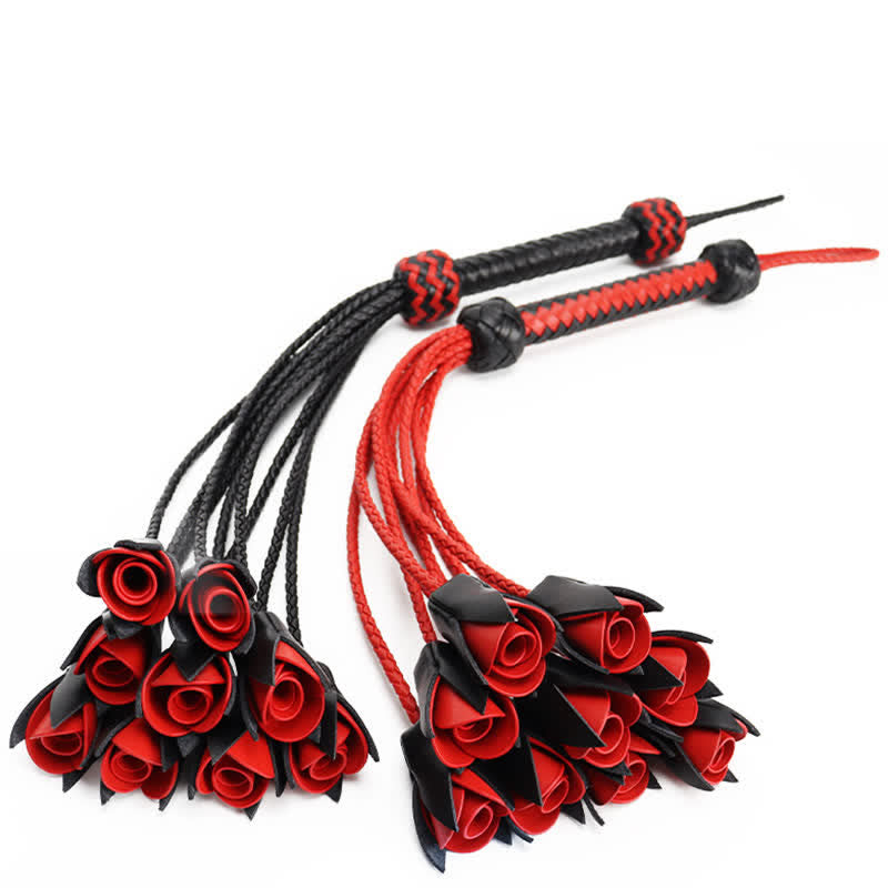 Red Maid Cosplay Leather Rose Whip