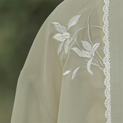 Sweet Orchid Embroidery Cardigan Slip Dress