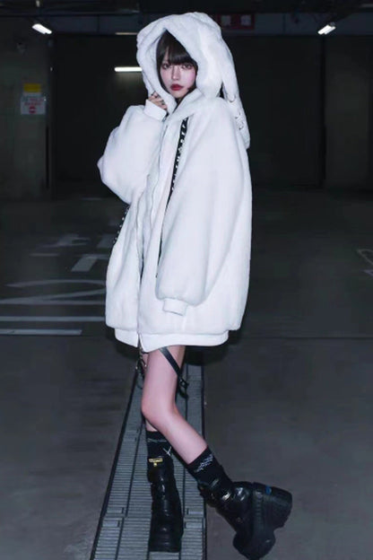 Hooded Punk Coat with Rabbit Ears