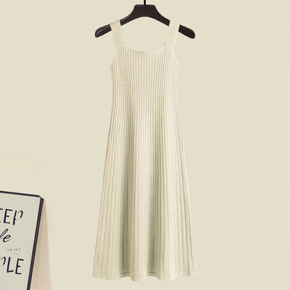 Irregular Two Pieces Slip Short Dress Sweater