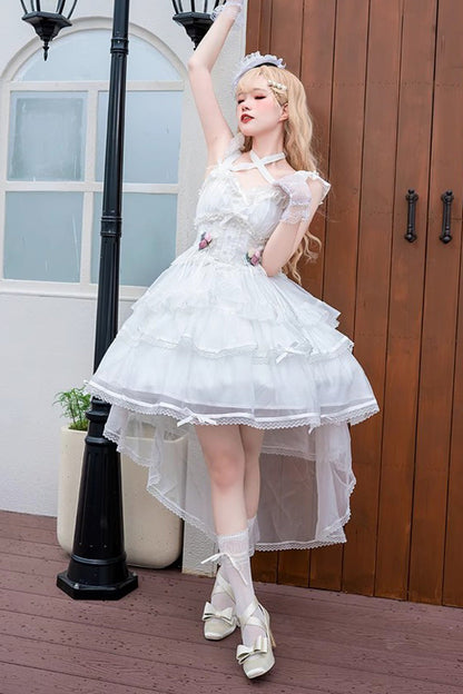 White Sleeveless Multi-Layer Hanayome Sweet Lolita JSK Dress