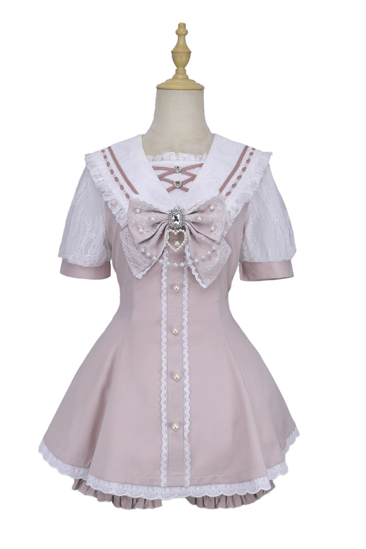 Print Bowknot Jirai Kei Japanese Dress Set