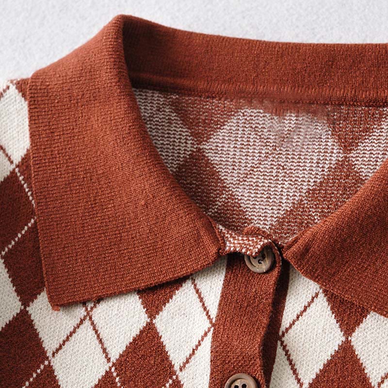 Rhombus Crop Top Set Pattern T-Shirt Pants Denim