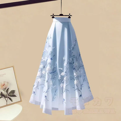 Shirt Horse-face Three Skirt Set Pieces Crop Irregular Top Flower