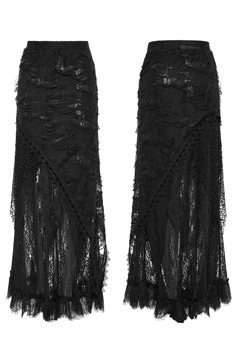 Ripped Gothic Skirt with Lace Accents
