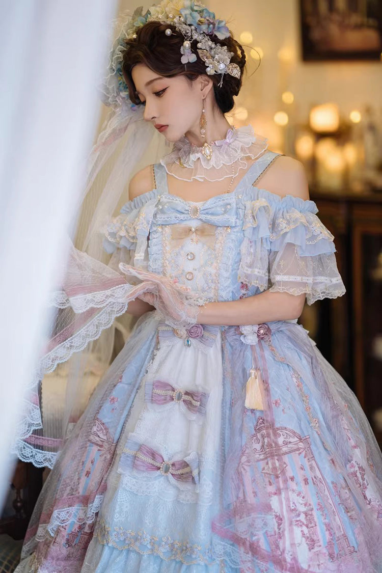 Off-Shoulder Open-Front JSK Set with Hanayome Bow and Lace