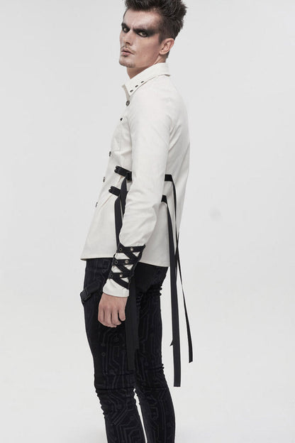 Metal Buckle Punk Stretch Long Sleeve Shirt