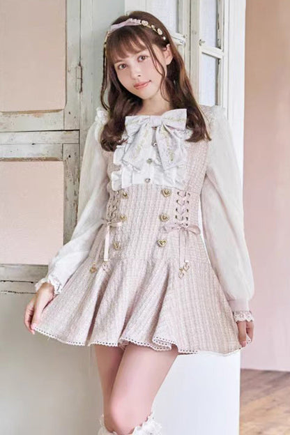 Lace Sweet Dress Blouse Shorts Set Two Colors