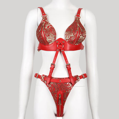 Sexy Lace Zipper Lingerie Set