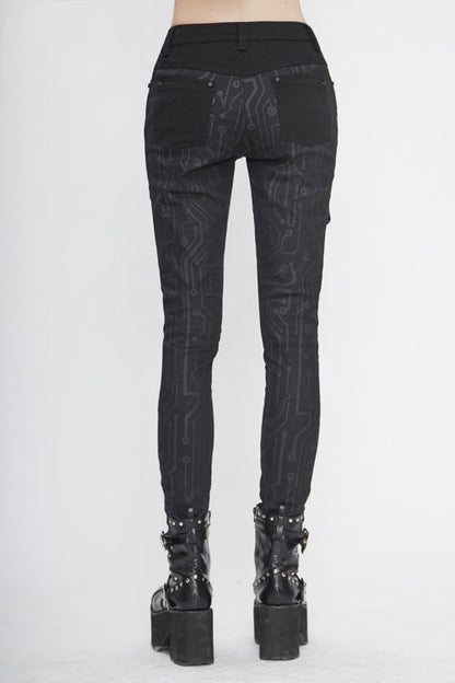 Womens Leather Pants with Circuit Design