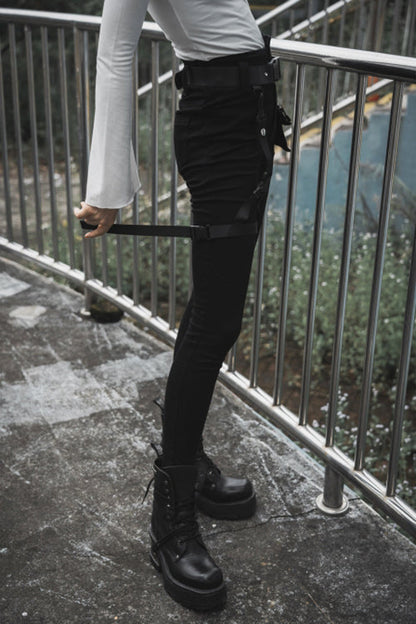 Womens Skinny Denim Jeans with Detachable Loops