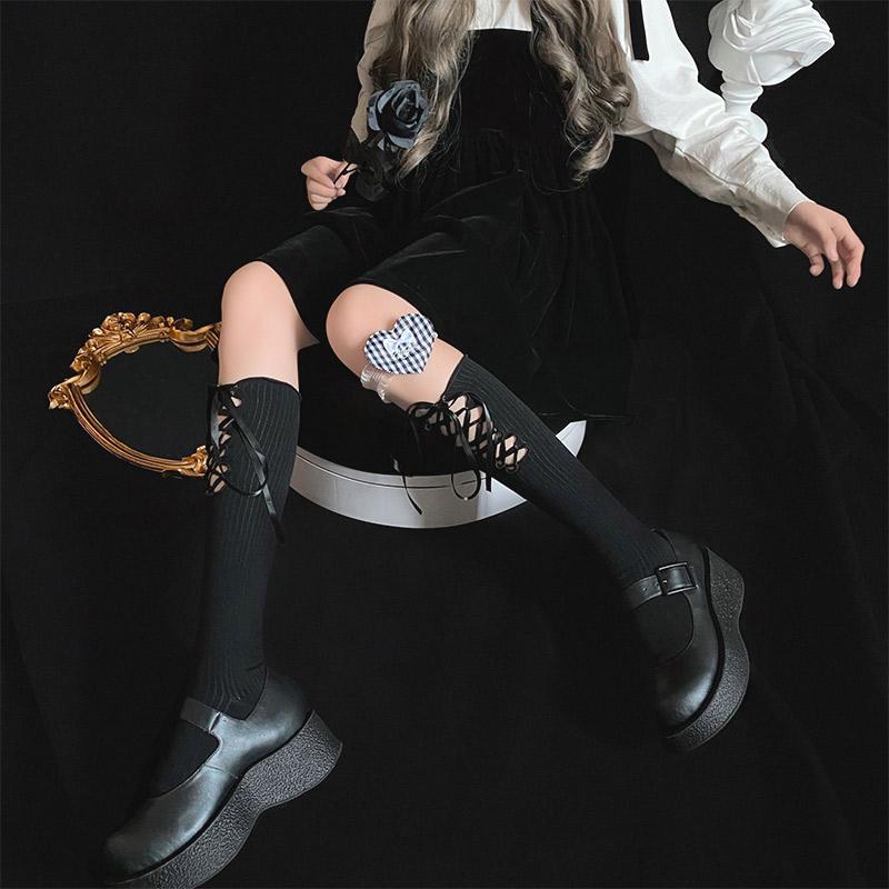 Elegant Cross Lace Strap Socks