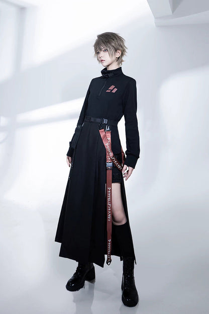 Stand Collar Long-Sleeve Gothic Prince Ouji Skirt Set