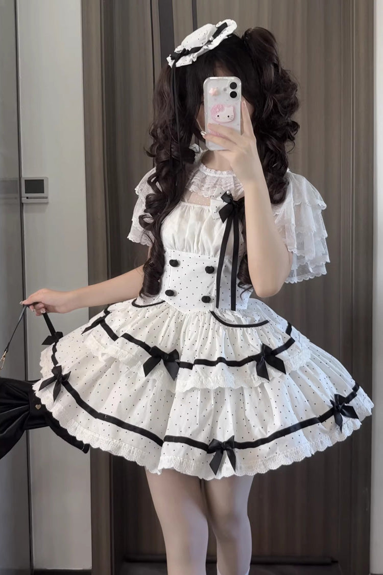 Polka Dot Ruffle Sleeveless Sweet JSK Dress