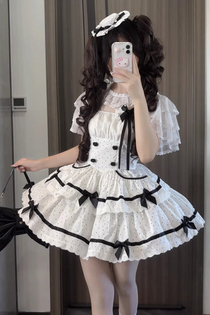 Polka Dot Ruffle Sleeveless Sweet JSK Dress