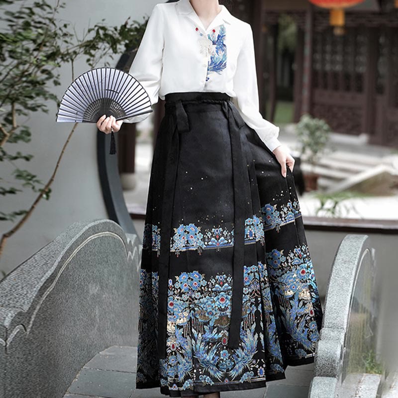 Plumage Embroidery Shirt Flower Tapestry Skirt