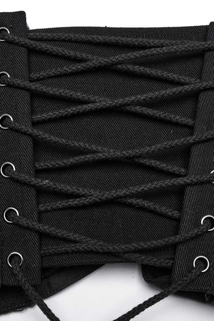 Interlaced Lace-Up Buckle Black Punk Underbust Corset