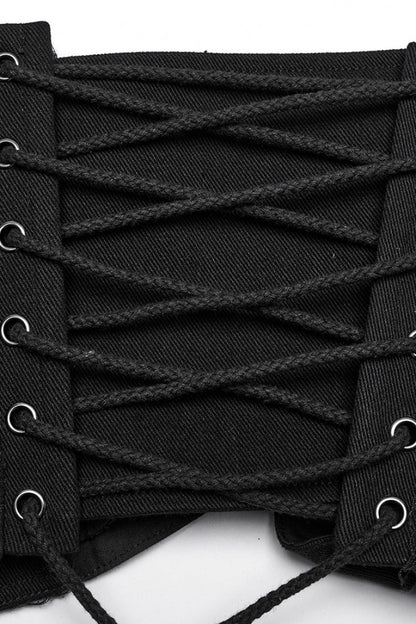 Interlaced Lace-Up Buckle Black Punk Underbust Corset