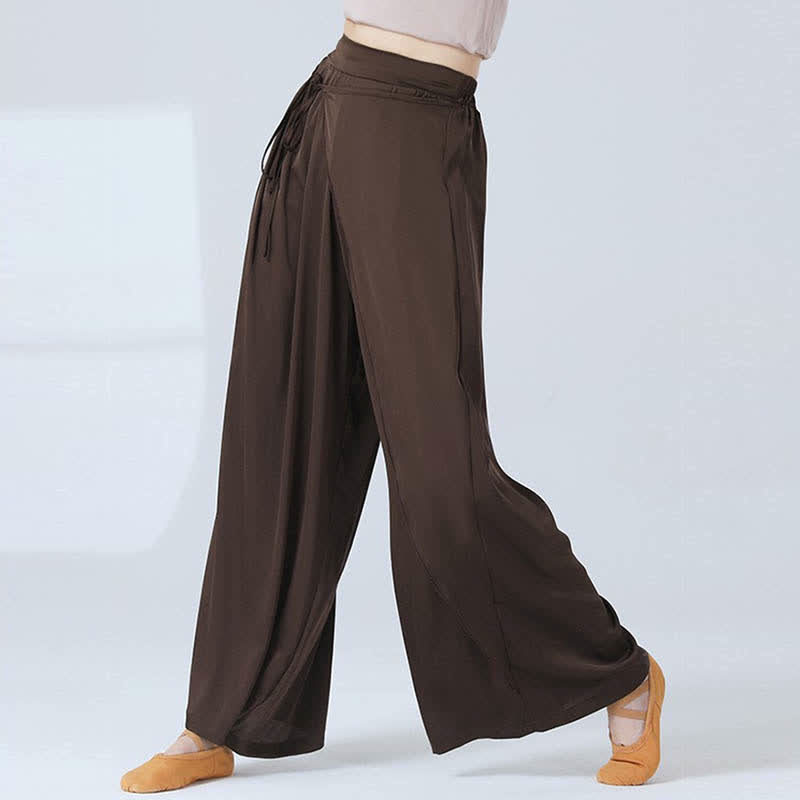 Flowy Silk Lace Up Wide Leg Pants