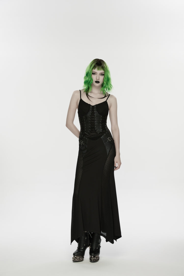 Lace-Up Buckled Eyelet Punk Jsk Dress