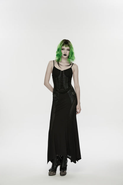 Lace-Up Buckled Eyelet Punk Jsk Dress